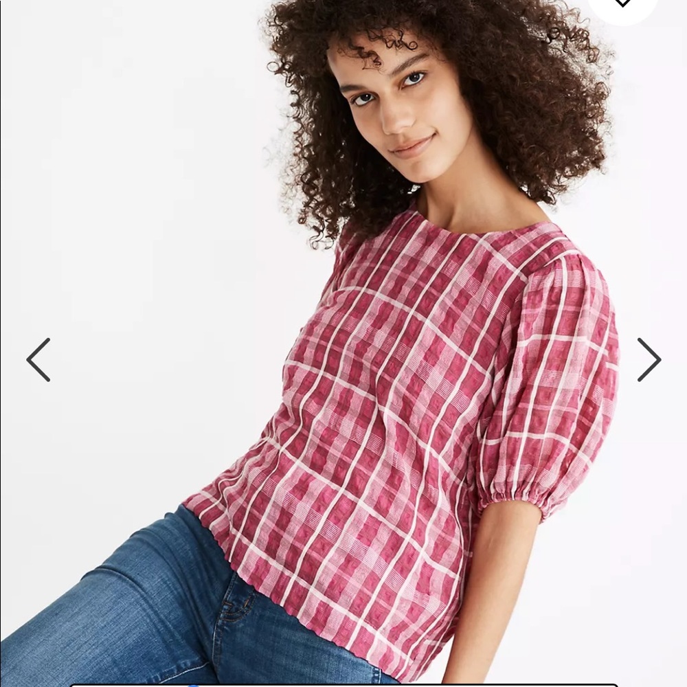 Madewell pink plaid top